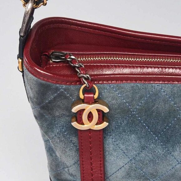 Chanel Blue Quilted Suede and Leather Medium Gabrielle Hobo Bag - Picture 8 of 11